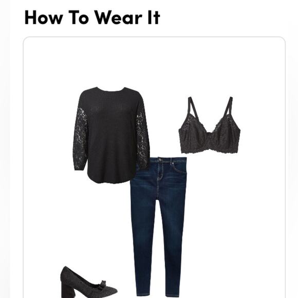 Torrid Black Waffle Crew Neck Drop Shoulder Lace Top - Picture 6 of 6